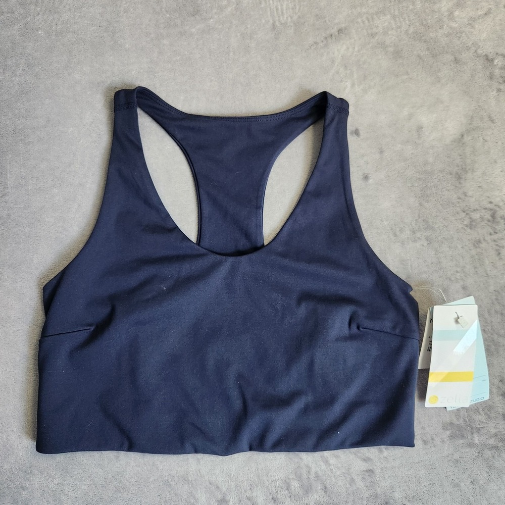 New Zella In Flight Medium Support Sports Bra Navy Nightfall Blue Women's M